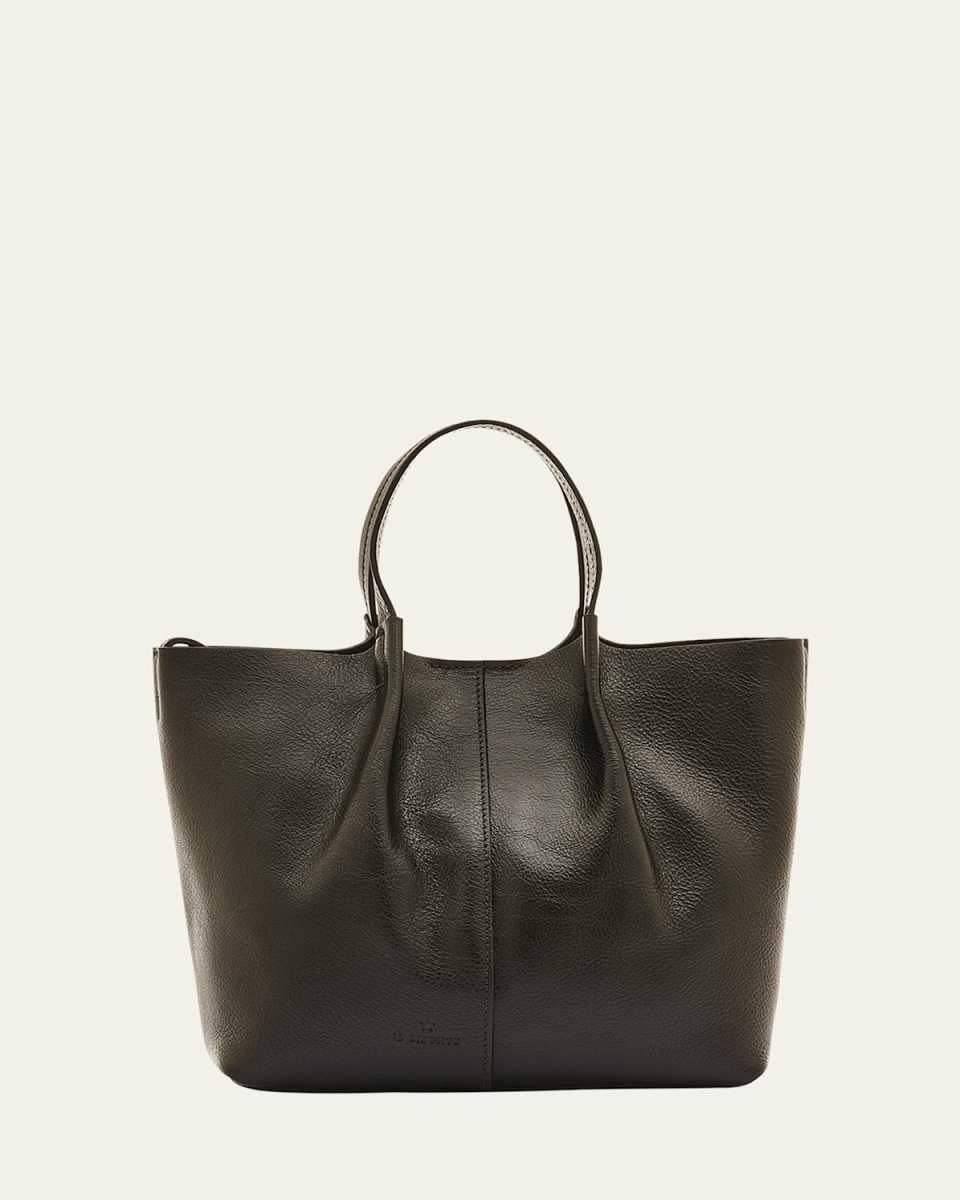 Nina Small Pleated Leather Tote Bag